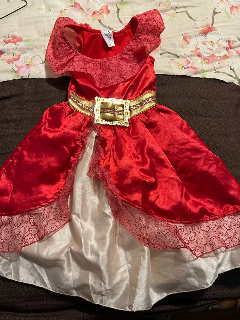 DISNEY STORE ELENA OF AVALOR COSTUME DRESS sz 3 with Attached belt